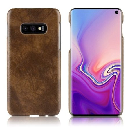 Samsung Galaxy S10e litsi pintainen nahkainen suojakotelo - Ruskea