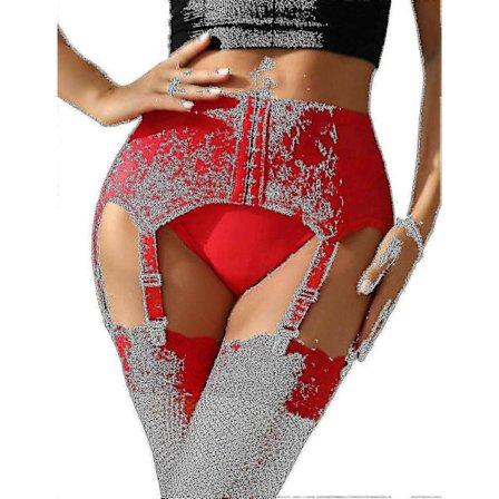 Sexigt damstrumpband plus size spetsstrumpband och 6 metallklämmor justerbara underkläder strumpebandshållare U Röd