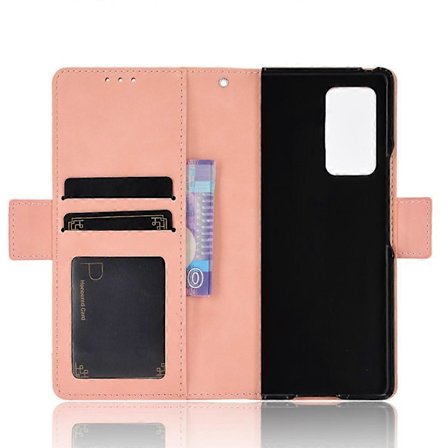 Flerlags læderetui til Samsung Galaxy Z Fold2 5G, pung-stativ, beskyttende skal, telefonetui [DB] Multicolor Rose Gold