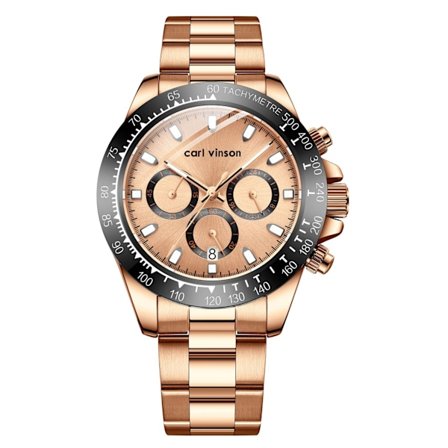 Luksus Herreur til Mænd Vandtæt Selvlysende Letlæselig Chronograph Ur Fuld Guld/Hvid Urskive/Sort Urskive med Kalender Armbåndsur