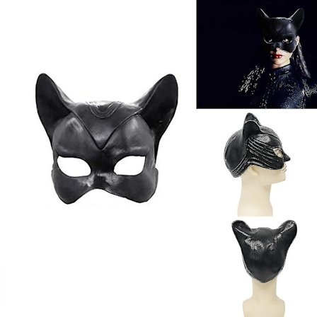 Halloween-festdräkt Svart Halv Ansikte Sexig Catwoman Huvudöverdrag