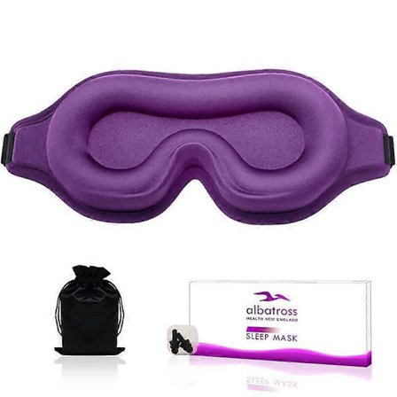 Albatross Health 3D Sovemaske til Mænd & Kvinder Vippeforlængelse Venlig Mørklægningsbind med Justerbar Rem & Premium Ørepropper