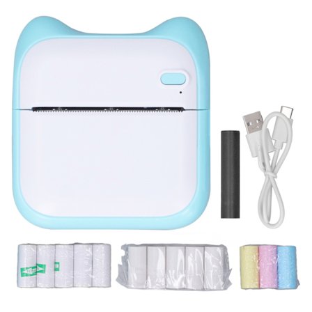 Trådløs lomme-termoprinter HD-print Mini-mærkatmaskine 5 ruller papir til læringshjælp studienoter