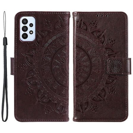 SKALO Samsung A23 5G Mandala lompakkokotelo - Ruskea