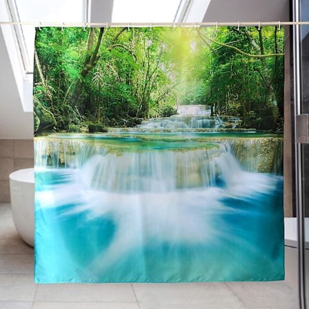 3D vattentätt duschdraperi med krok