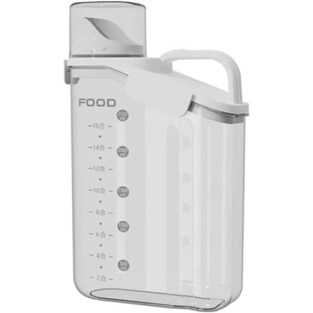 Lufttät matförvaringsbehållare, riskornbehållare spannmål, lufttät, matförvaringsbehållare, 2,8 kg hink med lock och måttkopp (vit)