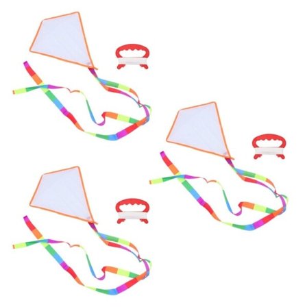 3 sæt gør-det-selv lette at flyve lange hale drager maling blanke drager med drejbar linje