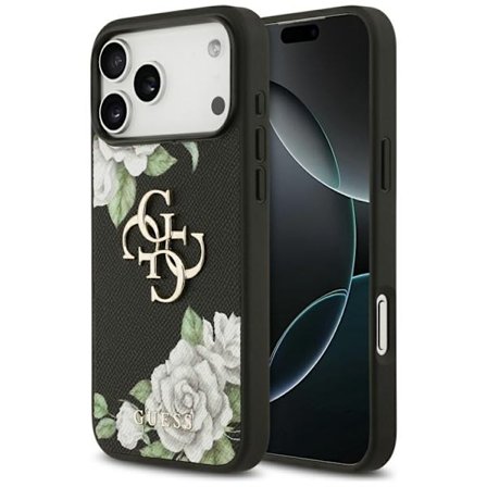 Guess Mobilskal till iPhone 17 Pro Grained Roses - Svart