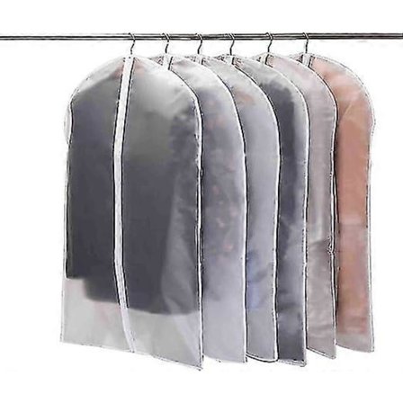 6-pak mølsikre tøjbetræk med lynlås til opbevaring i garderoben - 60 x 100 cm (hvid lynlås)