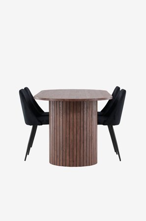 Venture Home - Härön Spisebord med Night Dining Chair - Svart - Spisegruppe 4 personer - Fra Homeroom