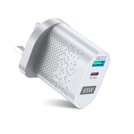 USA/EU/UK/KR 65W GaN-laddare för QC 3.0 USB PD väggladdare Typ C USB snabbladdare för bärbar telefon Power Bank-adapter