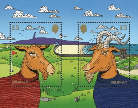 Guernsey - Den kongelige og sjældne ged fraGuernsey - Postfrisk miniark