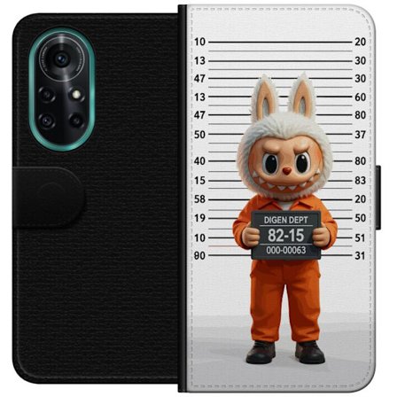 Yhteensopiva Lompakkokotelo Huawei Huawei nova 8 Pro Söpö piirretty pupuhahmo vankilavaatteissa ja vankinumerolla taustana mittamerkinnät