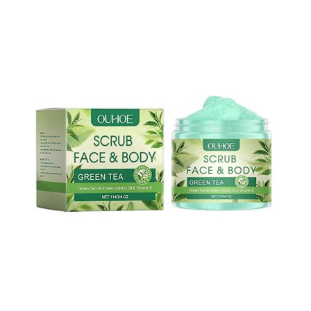 Ouhoe Grön Te Exfolierande Skrubbgel Mild Återfuktande Mjukgörande Ansikts- och Kroppsskrubbkräm