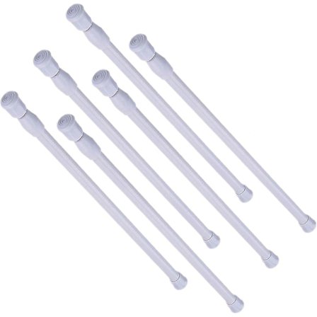 Sæt med 6 gardinstænger, teleskopisk gardinstang, udtrækkelige spændingsstænger