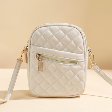 Mini telefontaske Plaid kædetaske HVID