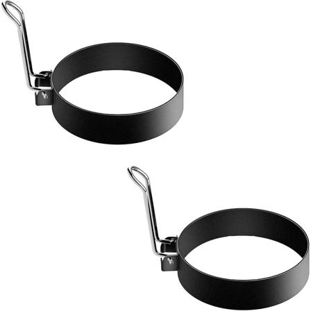 2 stk kokeformer i rustfritt stål egg med sirkel sirkel non-stick ringer kjøkkenverktøy, Vec sammenleggbare håndtak for det kan lage hamburger, brød, 