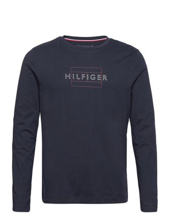 Linear Flag Long Sleeve Tee T-shirts Long-sleeved Navy Tommy Hilfiger