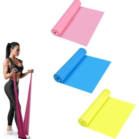 Elastiske treningsbånd - Sett med 3 - 2 m x 15 cm - Treningsbånd - Motstandsbånd - Silikon treningsbånd -