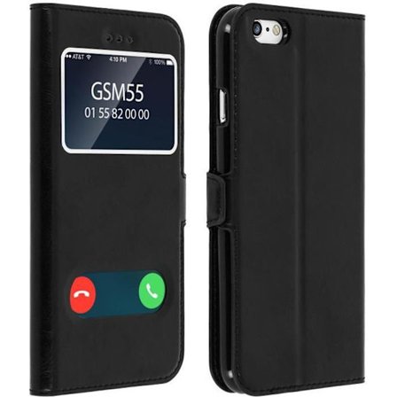 Housse - AVIZAR - iPhone 6/iPhone 6S - Ekologiskt läder - Svart - Stöd funktion