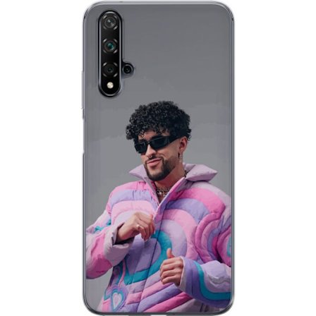 Yhteensopiva Puhelinkuori Huawei nova 5T Värikäs kuvaus surullisesta sydämestä rannalla palmujen, delfiinien ja auringonlaskun kanssa retro-taiteessa