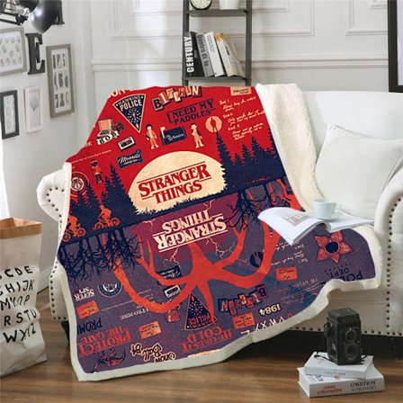 Stranger Things 3D-printet ullteppe, flanell, 70*100 21