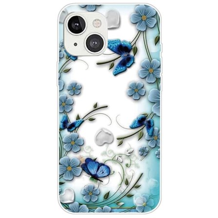 Butterfly läder iPhone 14 fodral - Blå