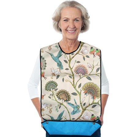 Hagesmække til voksne, vandtætte vaskbare, tøjbeskytter til måltider, elegant hjælpemiddelforklæde til kvinder