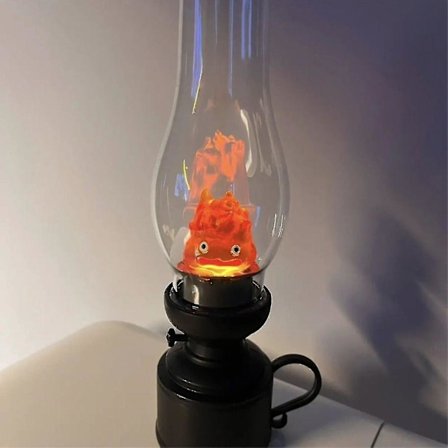 Calcifer Natlys Simulering Paraffin Lampe Hjem Decor Tegneserie Lysestager Soveværelse Sove Lys