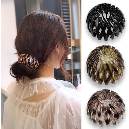 3-pakks elastiske hestehale-klemmer krøllete fuglerede hårklemmer R