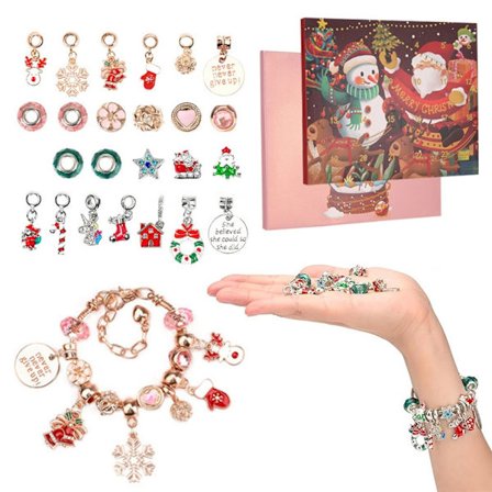 2024 Joulukalenteri Tytöille Rannekoru Joulun Odottelukalenteri 24 Päivää Pinkki DIY-korurannerengas Lahja Tytölle