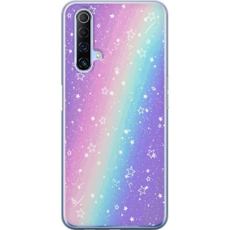 Kompatibel Mobilcover til Realme X50 5G Rainbow-farvet pastelbaggrund med hvide stjerner og glitrende prikker i blød overgang