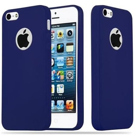 Apple iPhone 5 - iPhone 5S - iPhone SE-fodral i CANDY DARK BLUE från Cadorabo (CANDY Design) Ultramjukt silikon TPU-gelskydd