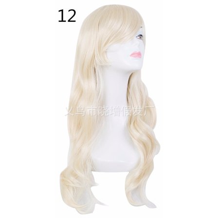 peruk Långt lockigt hårstrån Kostym Cosplay Peruk 70CM Långt vågigt hår Set Peruk Cos Anime Peruk (Ljusguld)