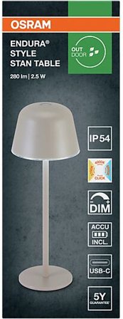 OSRAM Led Bordlampe Utendørs Beige Oppladbar Usb