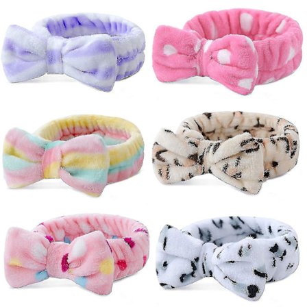 6 Pak Spa Pandebånd Hår Wrap Ansigt Bowknot Stribet