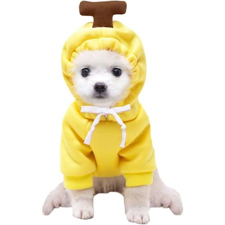 IC Kjæledyrklær Hund Hoodie Varm Genser Jakke Valp Høst Vinterklær Jumpsuit med Frukthette, Banan, M