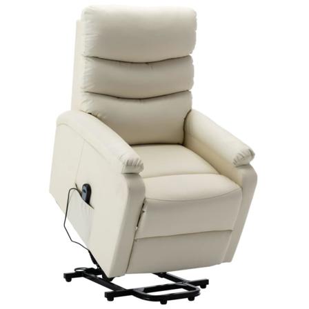 Vidaxl Reclinerfåtölj Med Uppresningsfunktion Gräddvit Konstläde Vit
