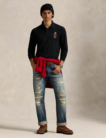 Polo Ralph Lauren Classic Fit Polo Bear Mesh Polo Shirt - Black - L