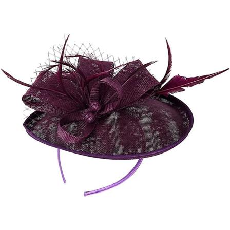 Huvudband Blommig Nät Hårband Pillbox Hatt Hårbåge Cocktail Tea Party Hårprydnadrosa Purple