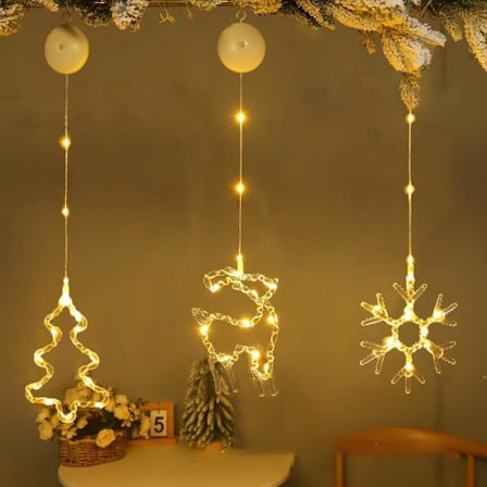 Lysende Julevinduesdekorationer, 3-pak Jule LED Vindueslys, Julevindueslys Silhuetdekorationer Indendørs