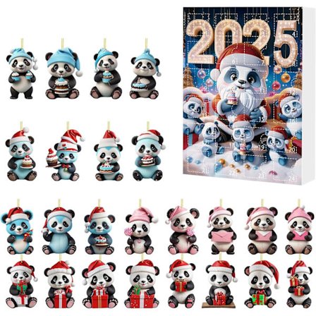 Julekalender 2025 (24 dager) - Panda design, akrylmateriale