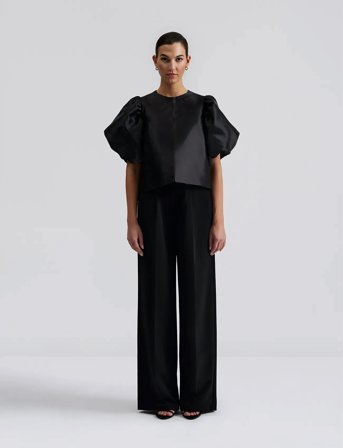 Malina Cleo Pouf Sleeve Blouse - Black - XL