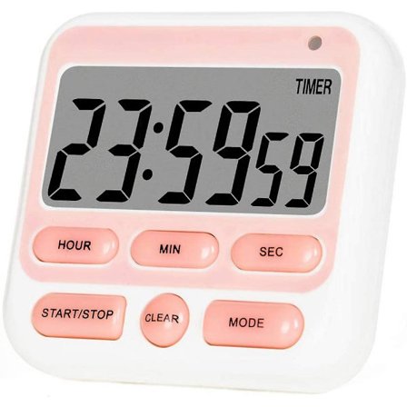 Mordely Digital Kitchen Timer, On/off Switch, 12/24 Hour Clock And Silent Timers,, Large Lcd Display, Loud Alarm And Strong Magnet (pink)