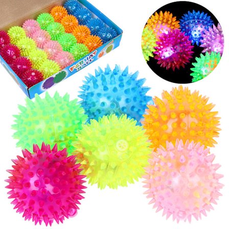 24 stykker Light Up Bouncy Ball Light up Spike Rubber Ball Senso