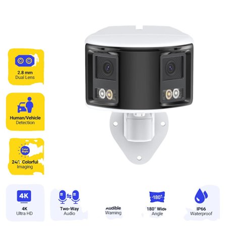 4K Säkerhetskamera, 180° Vidvinkel, Tvåvägsljud,8MP-a