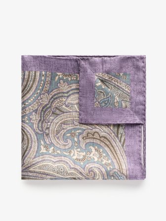 John Henric Men's Lila & Grau Einstecktuch Paisley Size Onesize