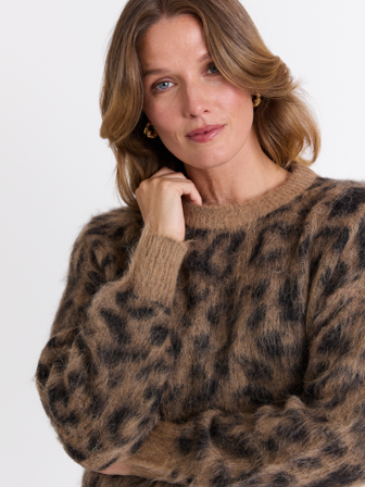 MATCH - Leanne genser - Marie Philippe - Str. L - Dame - Gensere & Cardigans - Brun - 34% ull, 33% nylon, 30% alpakka, 3% elastan