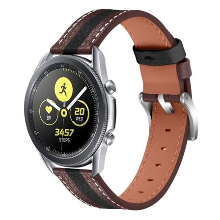 Viileä väri splice naudannahka kellon hihna Samsung Galaxy Watch 4 - Ruskea / Musta Black