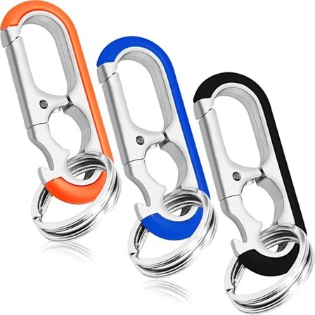 3 stk. nøgleringe til mænd, kraftig nøglering med dobbelte nøgleringe, metal nøglering til bilnøgler